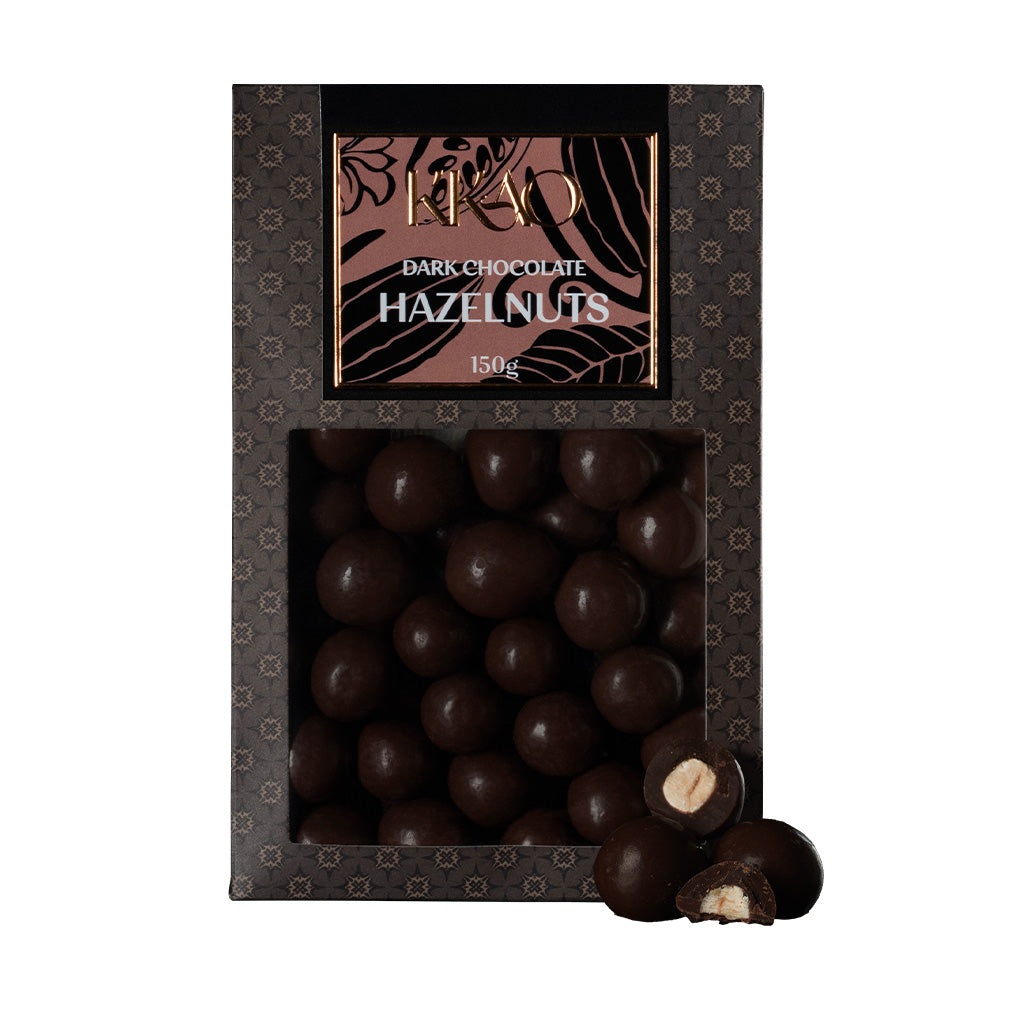 Hazelnuts coated in Dark Chocolate