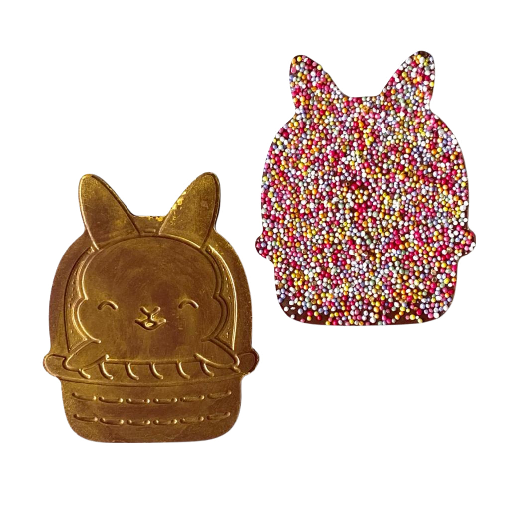 Small Flat Easter Bunny in Milk Chocolate with Sprinkles