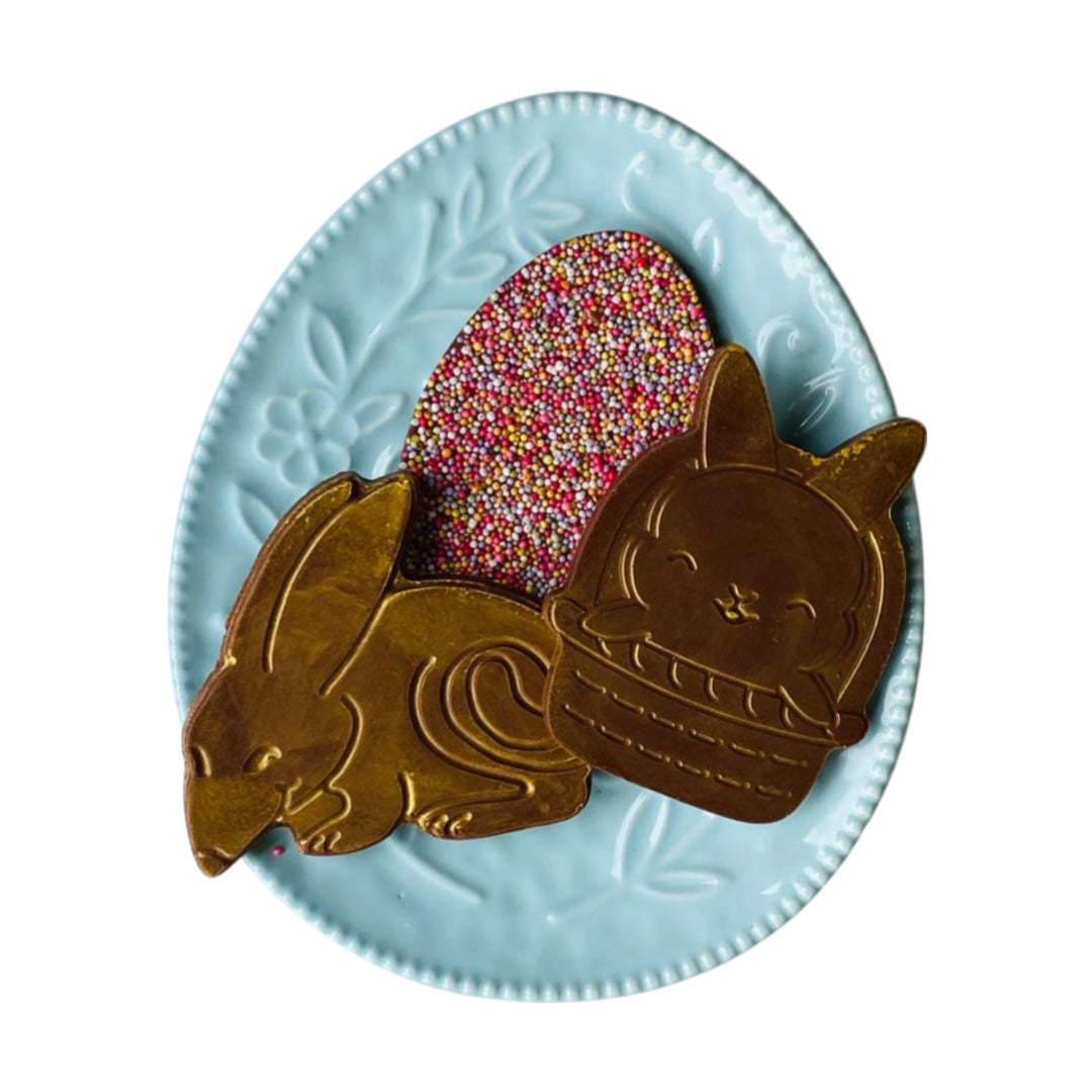 Small Flat Easter Bunny in Milk Chocolate with Sprinkles